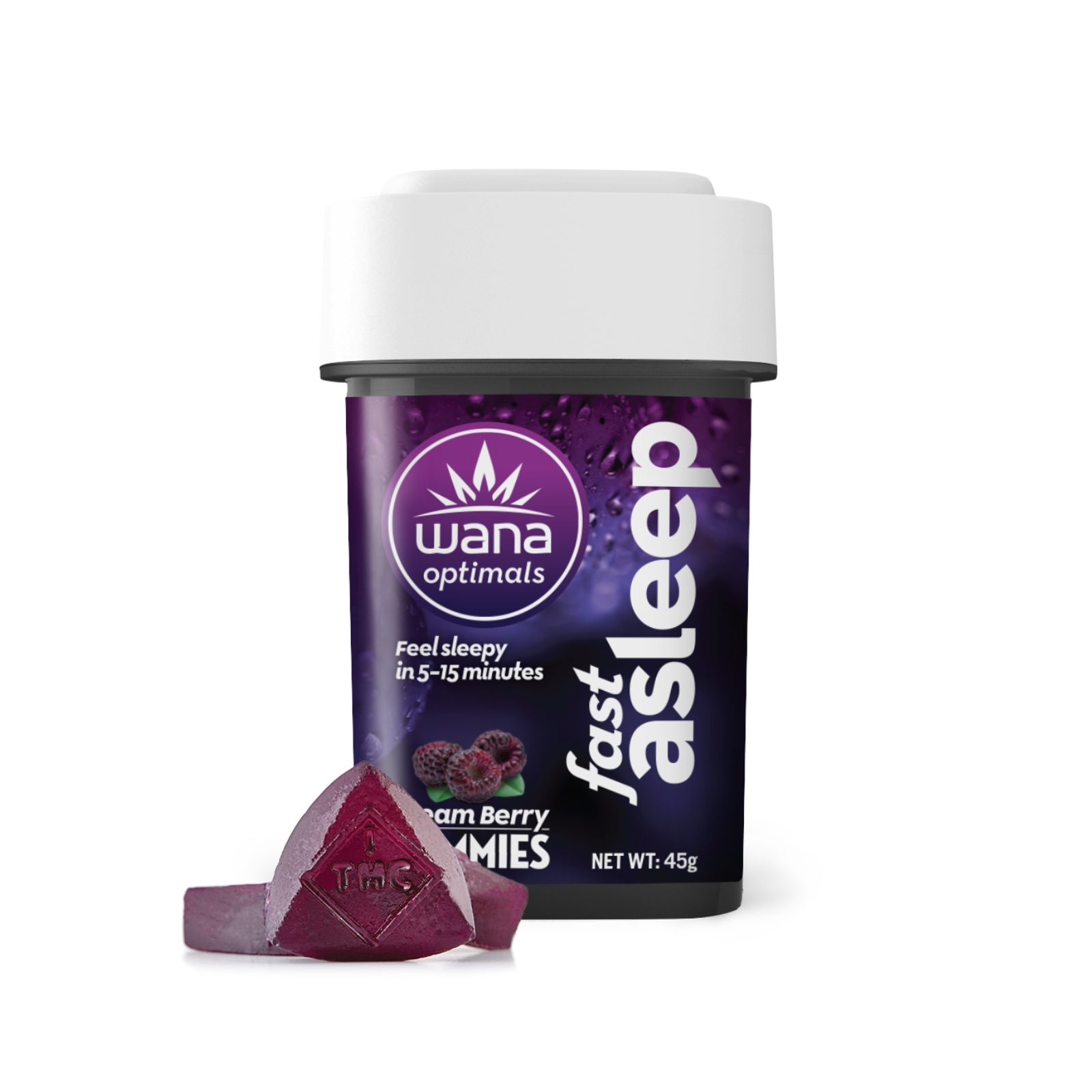 Photograph of product: 50mg 20pk Gummies | 4:1:1:1 Dreamberry Fast Asleep | Wana
