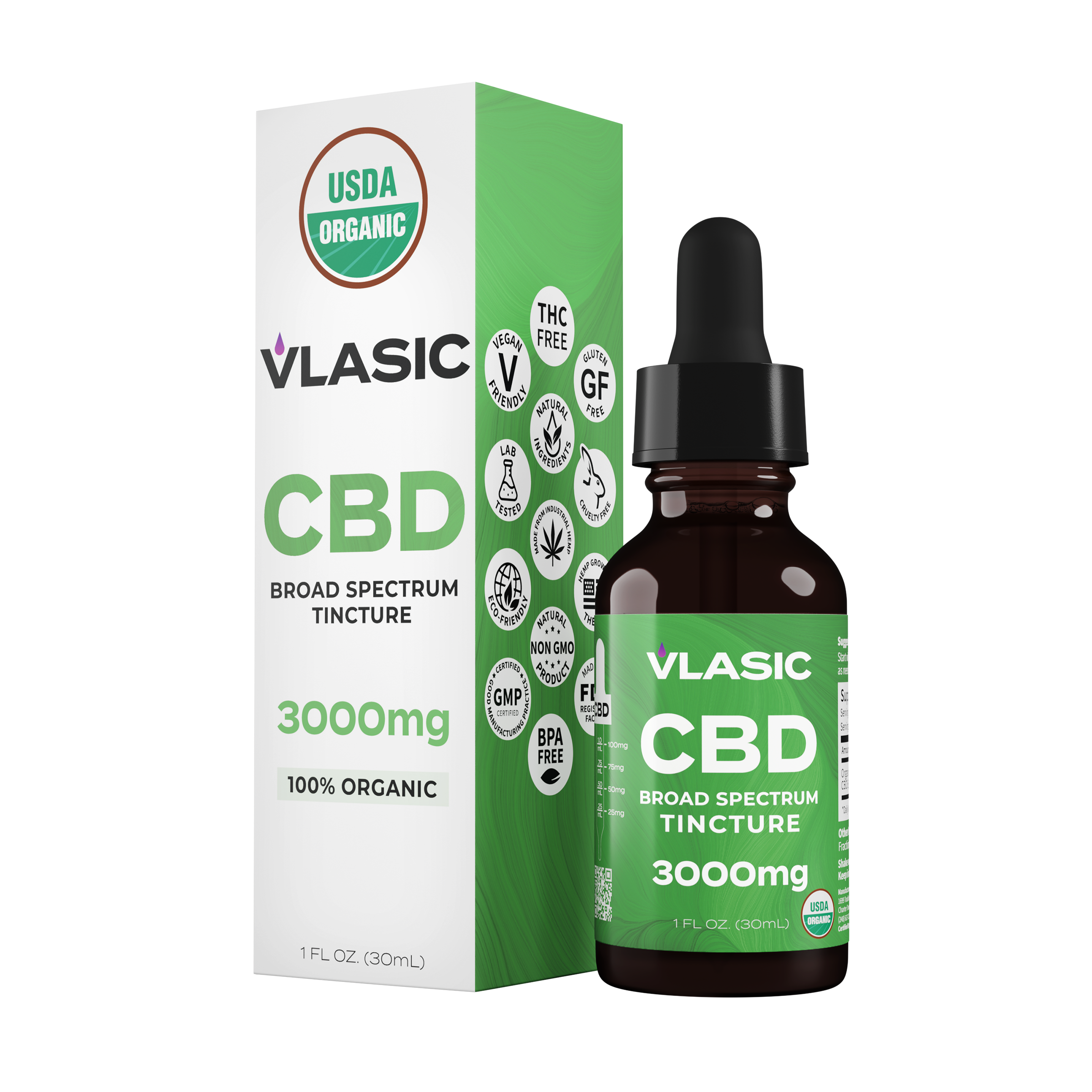 Photograph of product: Vlasic Broad Spectrum Organic Drops 3000mg CBD