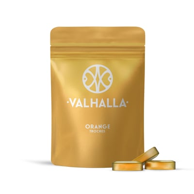 Photograph of product: Valhalla Orange Soft Troches 50mg (10pk)