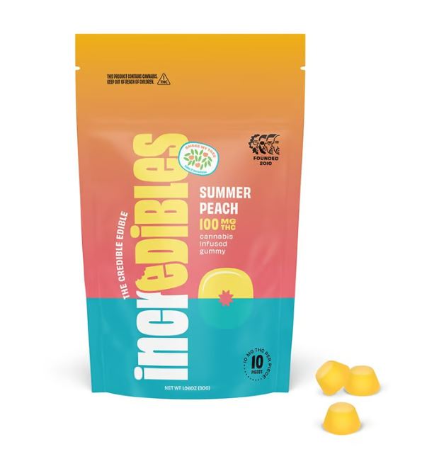 Photograph of product: Incredibles | Summer Peach | 10mg x 10ct Gummies