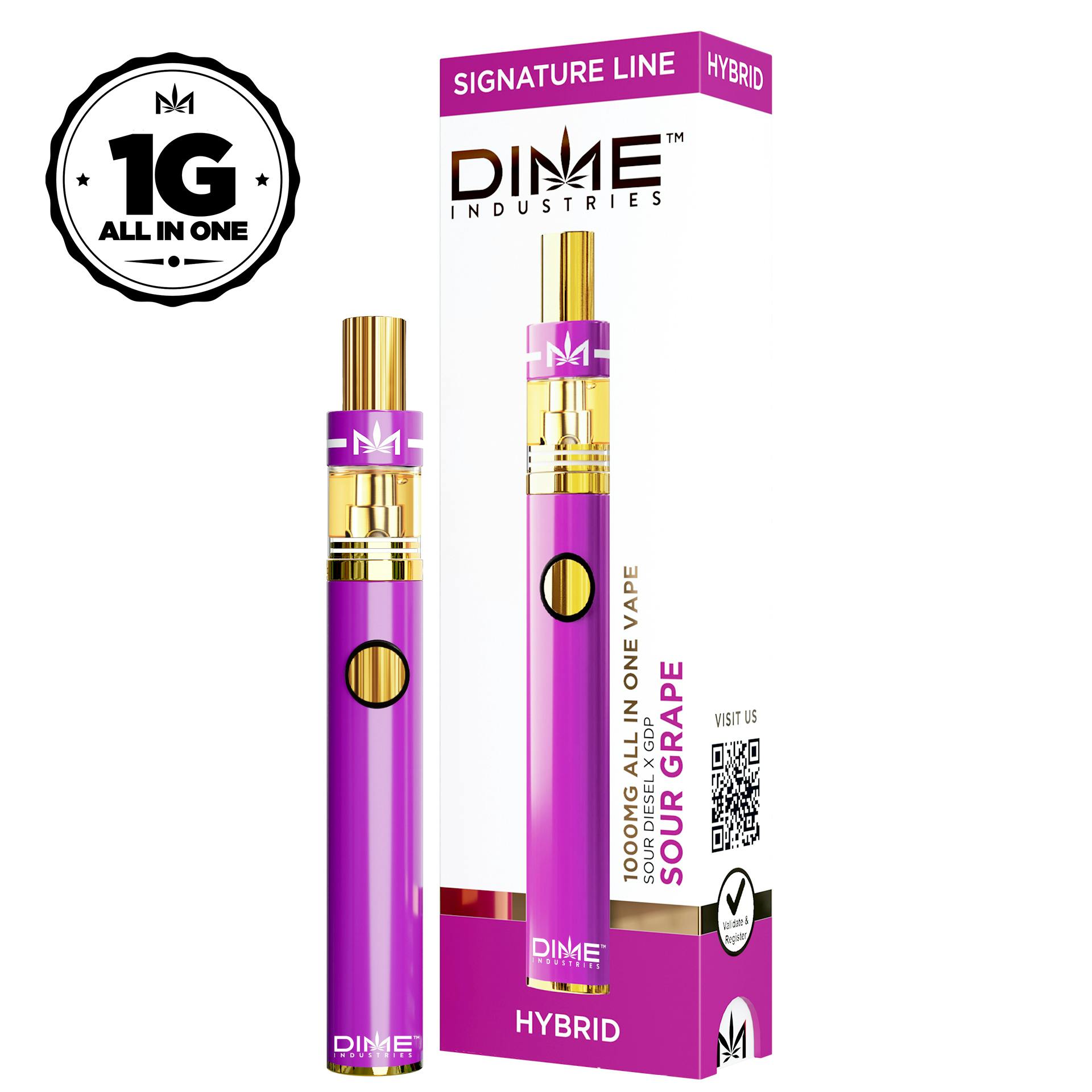 Photograph of product: Dime - 1g Sour Grape All-in-One