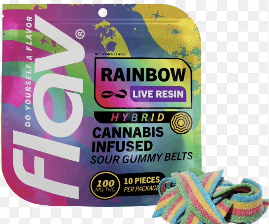 Photograph of product: Flav - Gummies Belts Live Resin - Rainbow (H) (100mg)