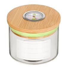 Photograph of product: StashLogix | Large Bamboo Glass Jar