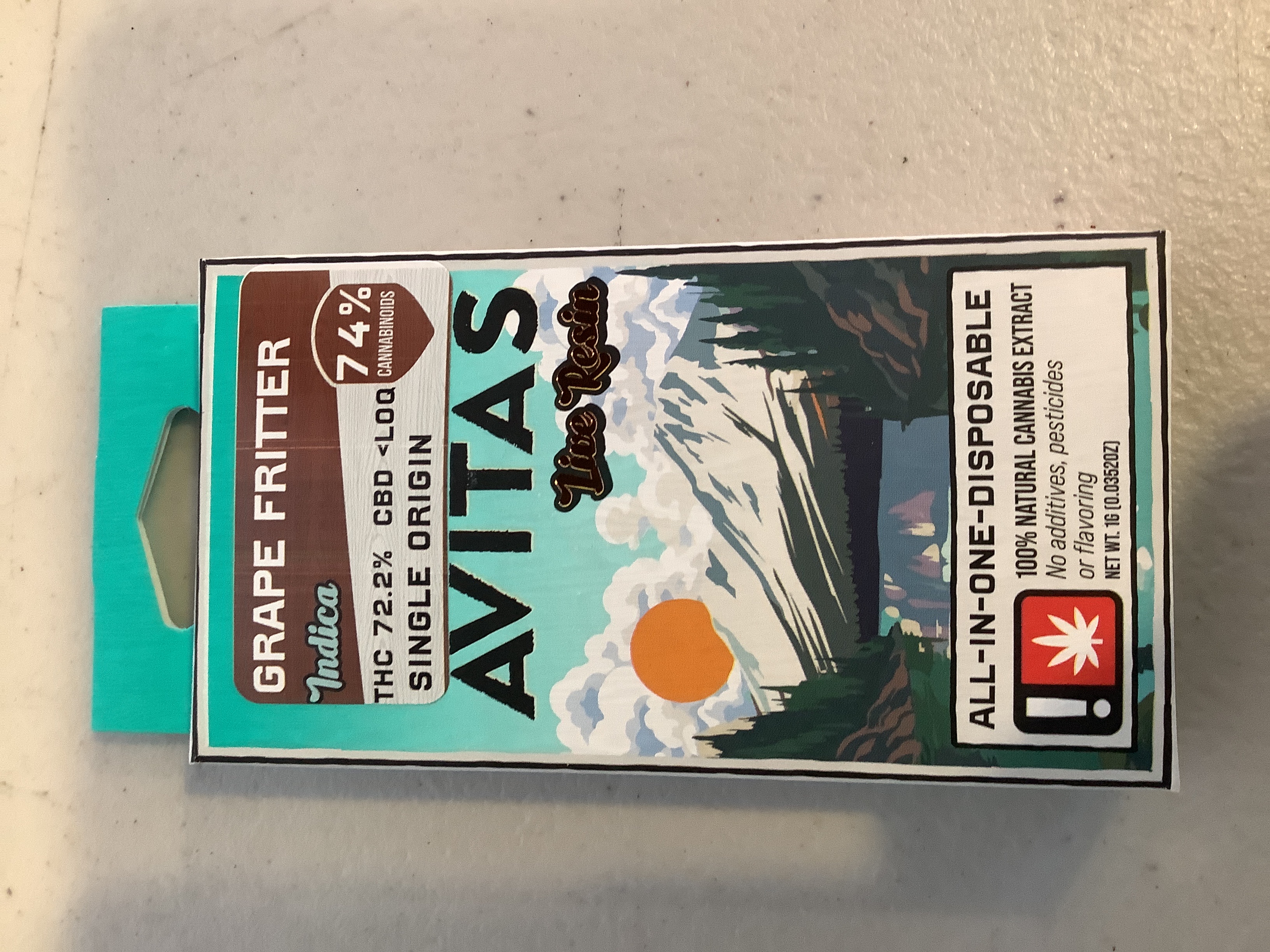 Photograph of product: Avitas - GRAPE FRITTER - Disposable Live Resin Cartridge - (1g) - I