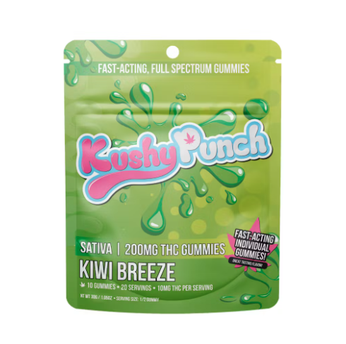Photograph of product: KUSHY PUNCH - Kiwi Breeze Full Spectrum Gummies 200mg