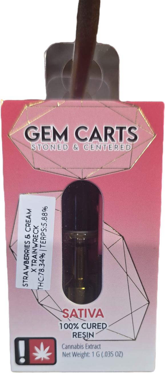 Photograph of product: High Tech | Cured Resin | GEM Carts | Oui'd | Strawberries & Cream x Trainwreck |