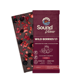 Photograph of product: Wild Berries 1:1 CBD Dark Chocolate | T99.8mg C98mg | 00082 | 20pk | H