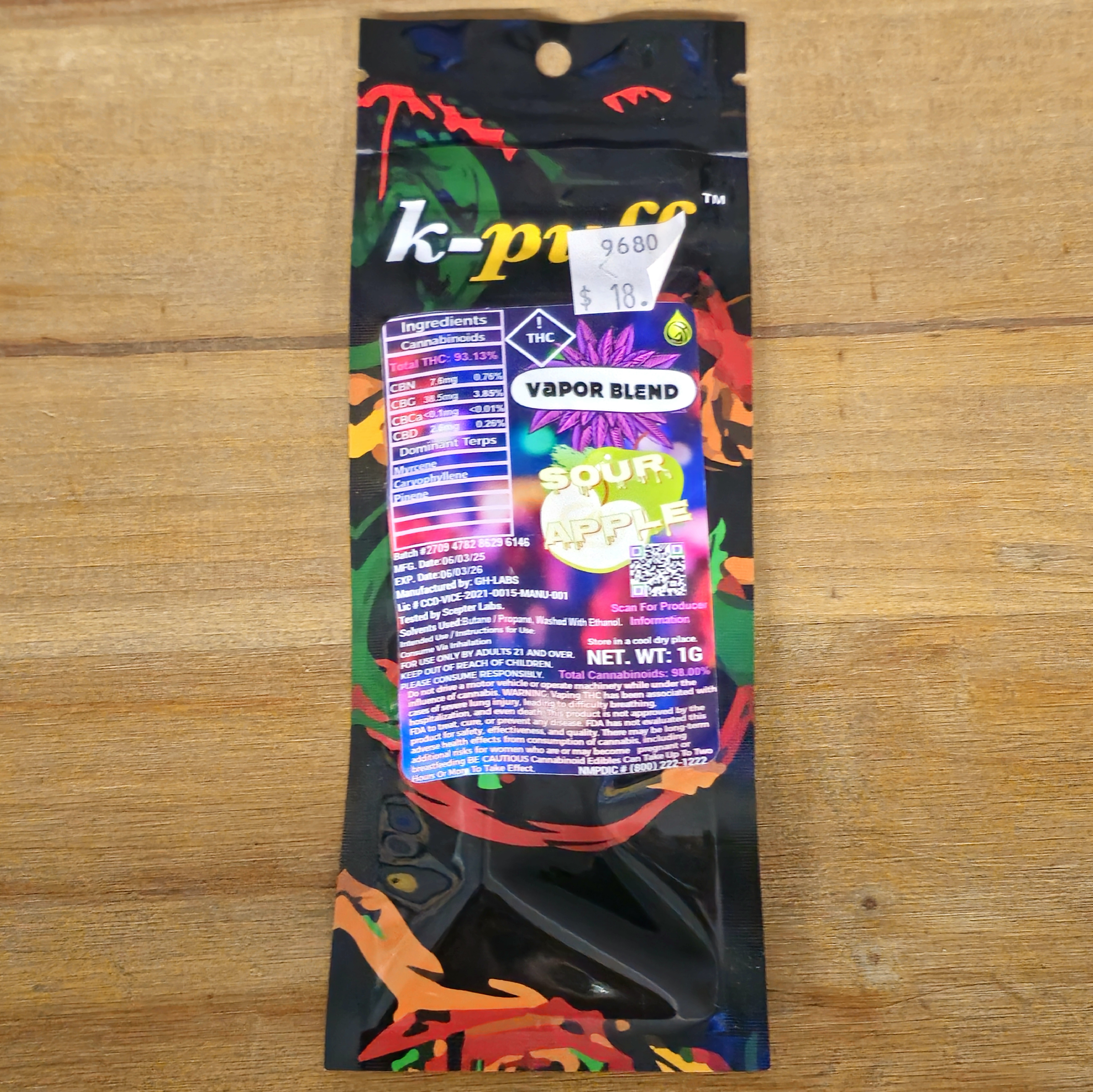 Photograph of product: Vapor Blend | Sour Apple Cart | 9680
