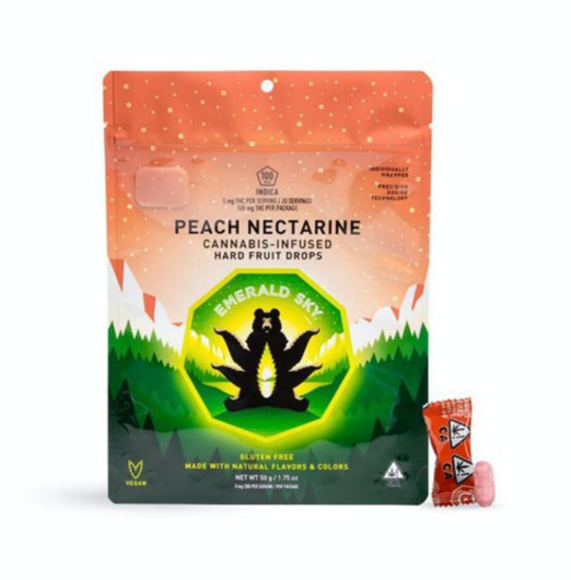 Photograph of product: PEACH NECTARINE 100MG HARD FRUIT DROPS 20CT