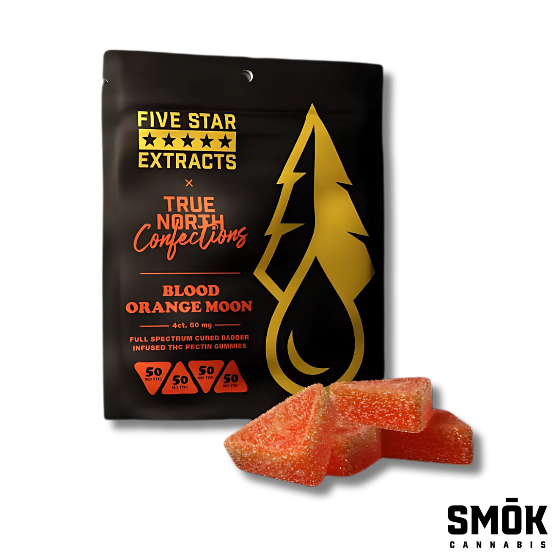 Photograph of product: True North Full Spectrum Gummies Blood Orange Moon 200mg
