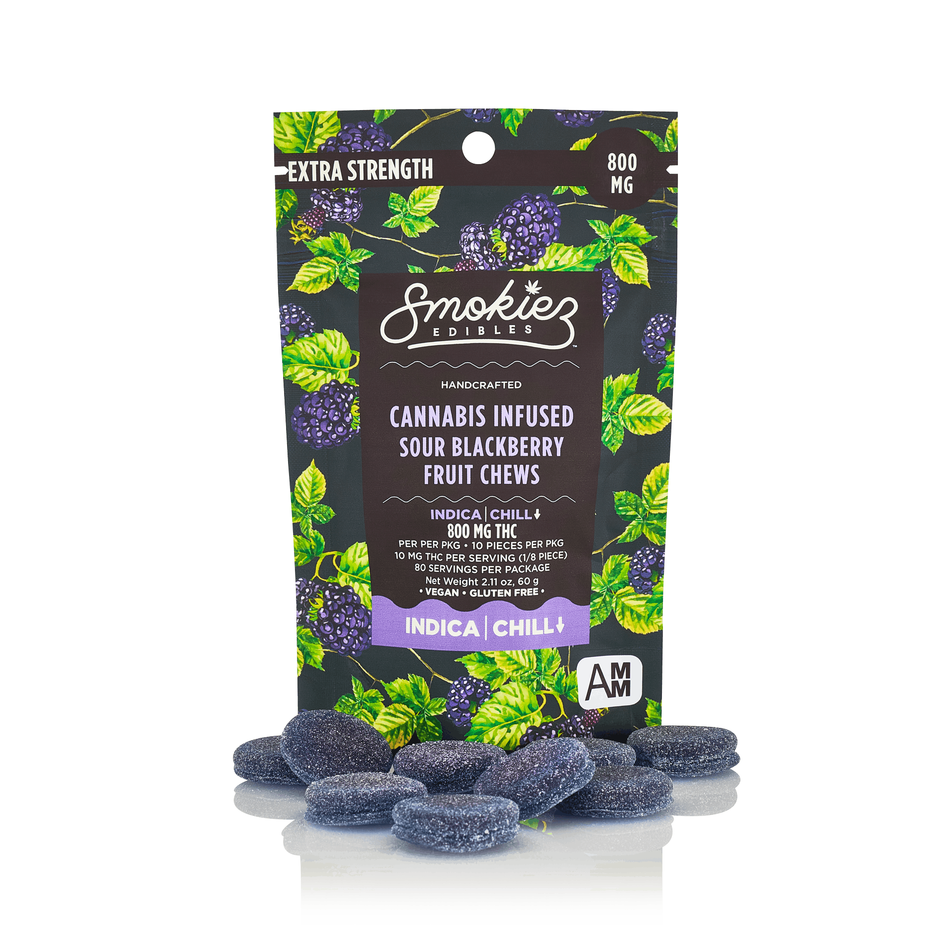 Photograph of product: 800mg Sour Blackberry Gummy