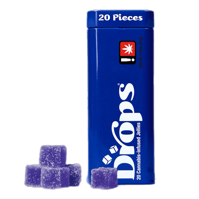 Photograph of product: Black Currant Drops Gummies 100mgTH-oui:100mgCBN:100mgCBD - 