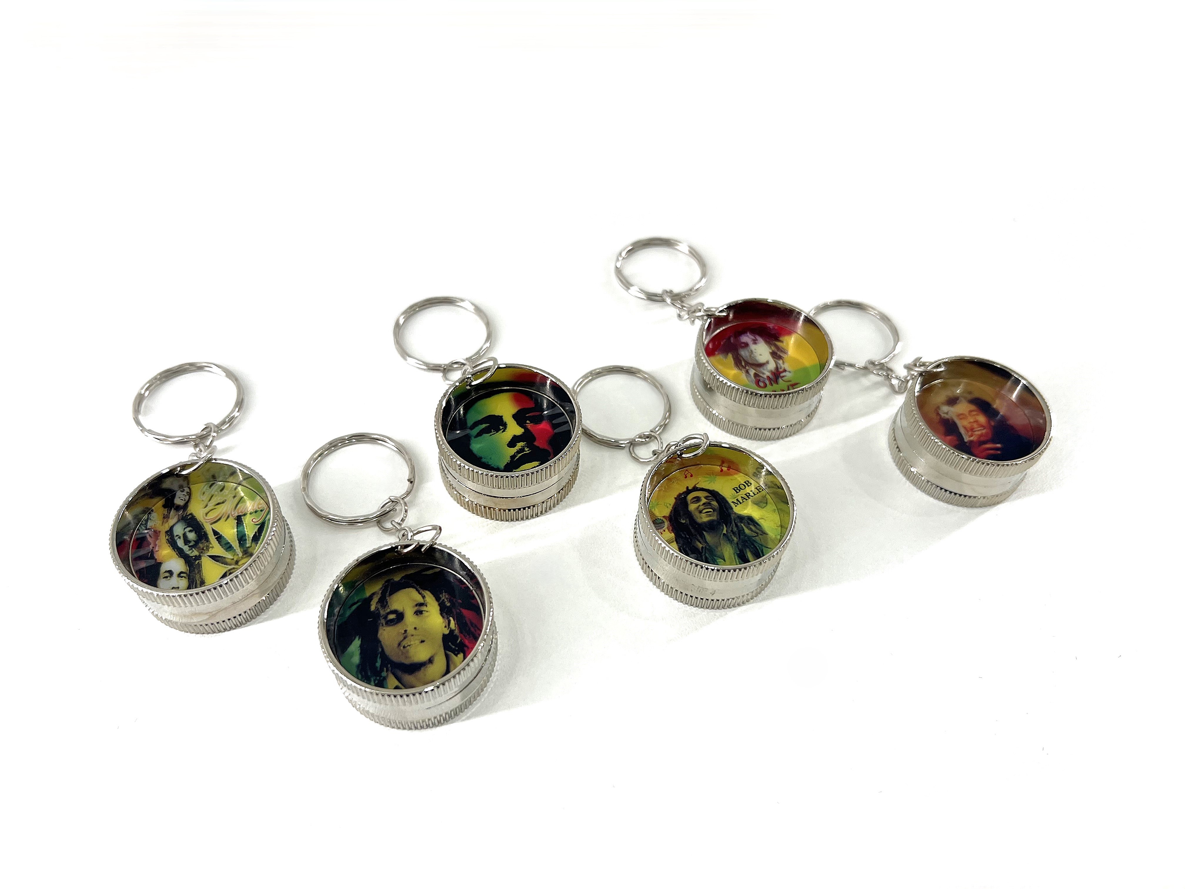 Photograph of product: Bob Marley | Mini Grinder Keychain | 2pc | 1.2"