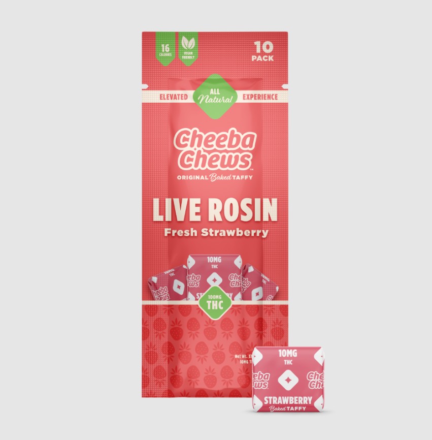 Photograph of product: Cheeba Chews - Strawberry - 100mg Live Rosin Taffy