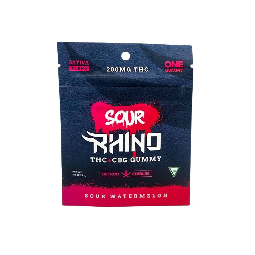 Photograph of product: Detroit Edibles - Rhino Gummy - Sour Watermelon - 200mg
