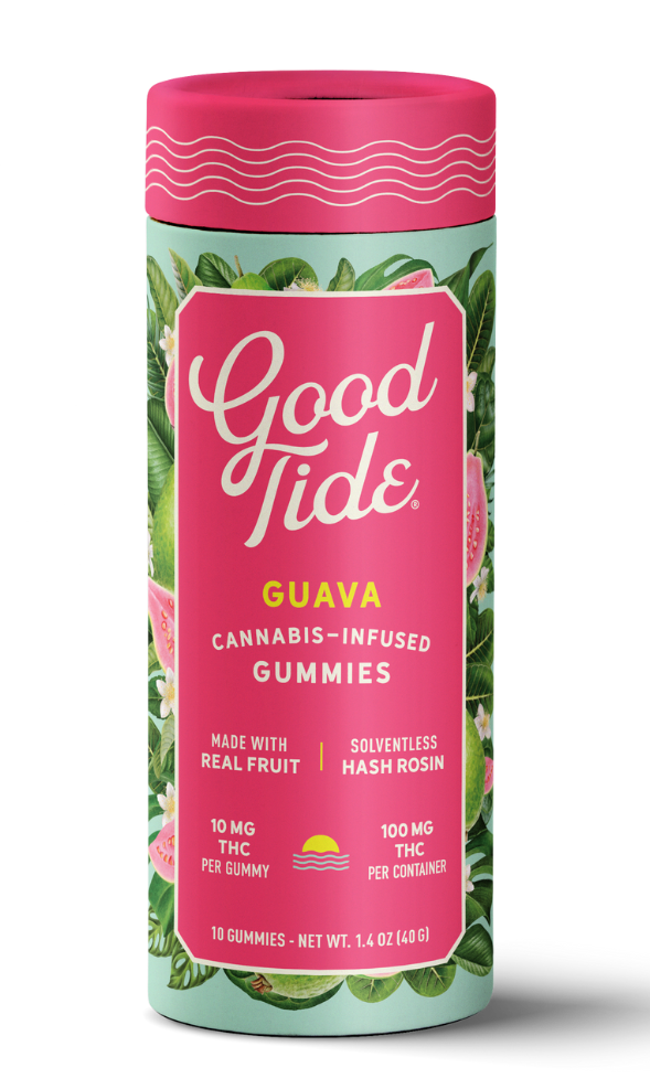 Photograph of product: Good Tide: Guava - Hybrid Solventless au chocolat Rosin 10 Pack Gummies
