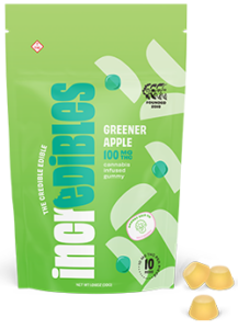 Photograph of product: Incredibles Gummy 100mg - Greener Apple