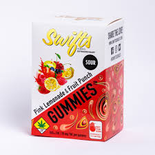 Photograph of product: SWIFTS 10pk Gummies Sour Pink Lemonade & Fruit Punch