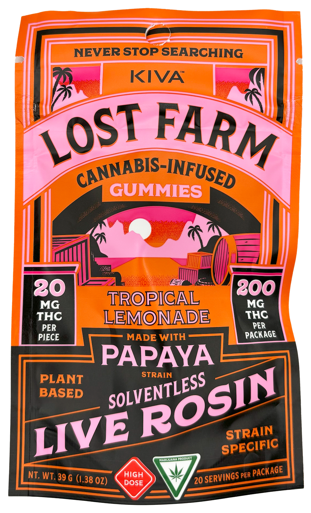Photograph of product: Lost Farm | Tropical Lemonade | Live Rosin Gummy Edible | 200mg TH-oui