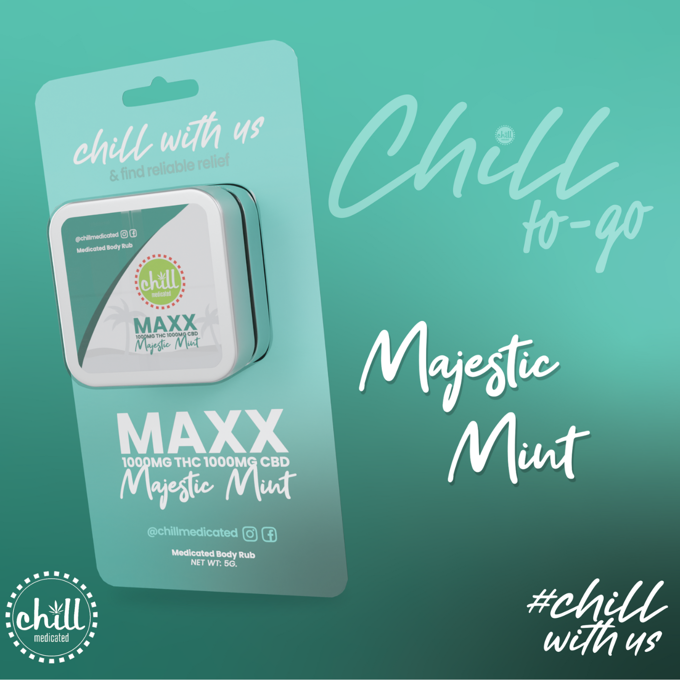 Photograph of product: Chill Medicated - Majestic Mint MAXX Body Rub To Go 1:1 75mg