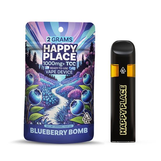 Photograph of product: Happy Place AIO Vape Blueberry Bomb 2g - 