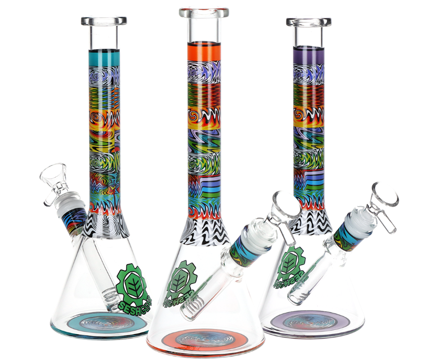 Photograph of product: SheshGear | Technicolor Glass Beaker Water Bong | 10" 14mm