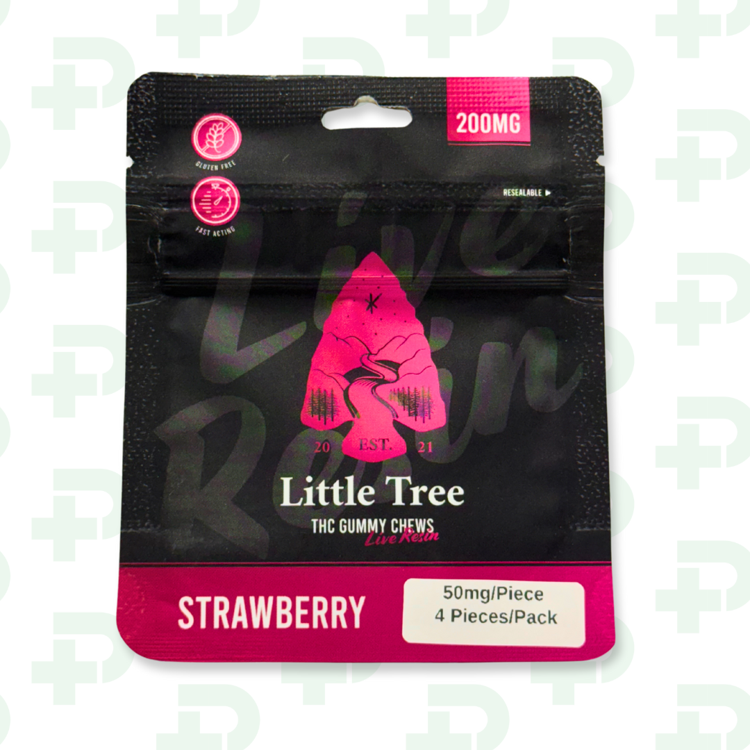 Photograph of product: Little Tree 200mg Live Resin Gummy Chews - Strawberry