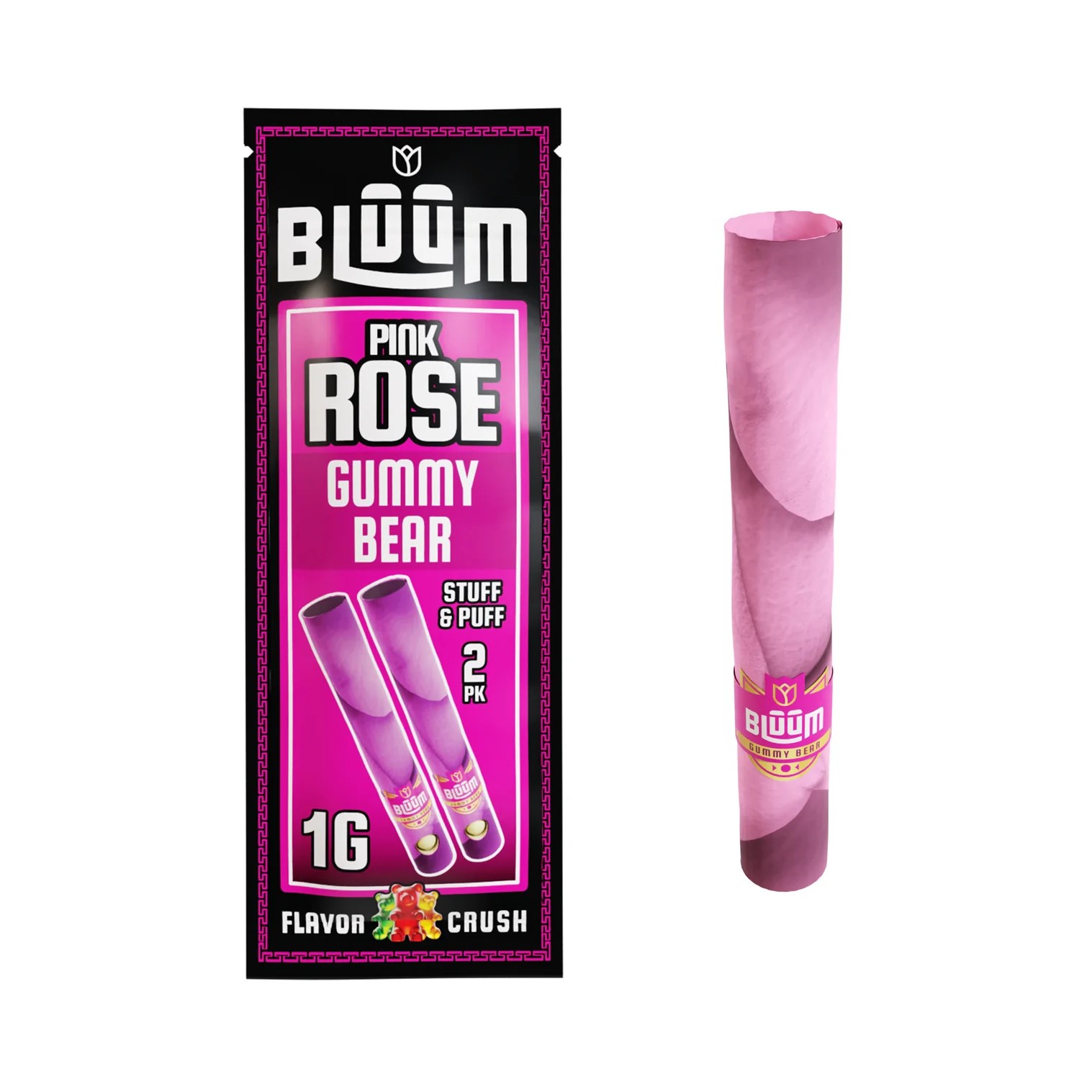 Photograph of product: Bluum - Pink Rose Gummy Bear Flower Rolls 2pk