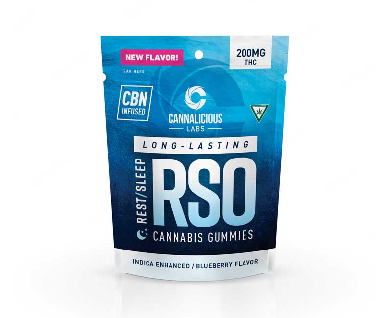 Photograph of product: Cannalicious - RSO Rest Gummy - Blueberry - Oui'd - 200mg