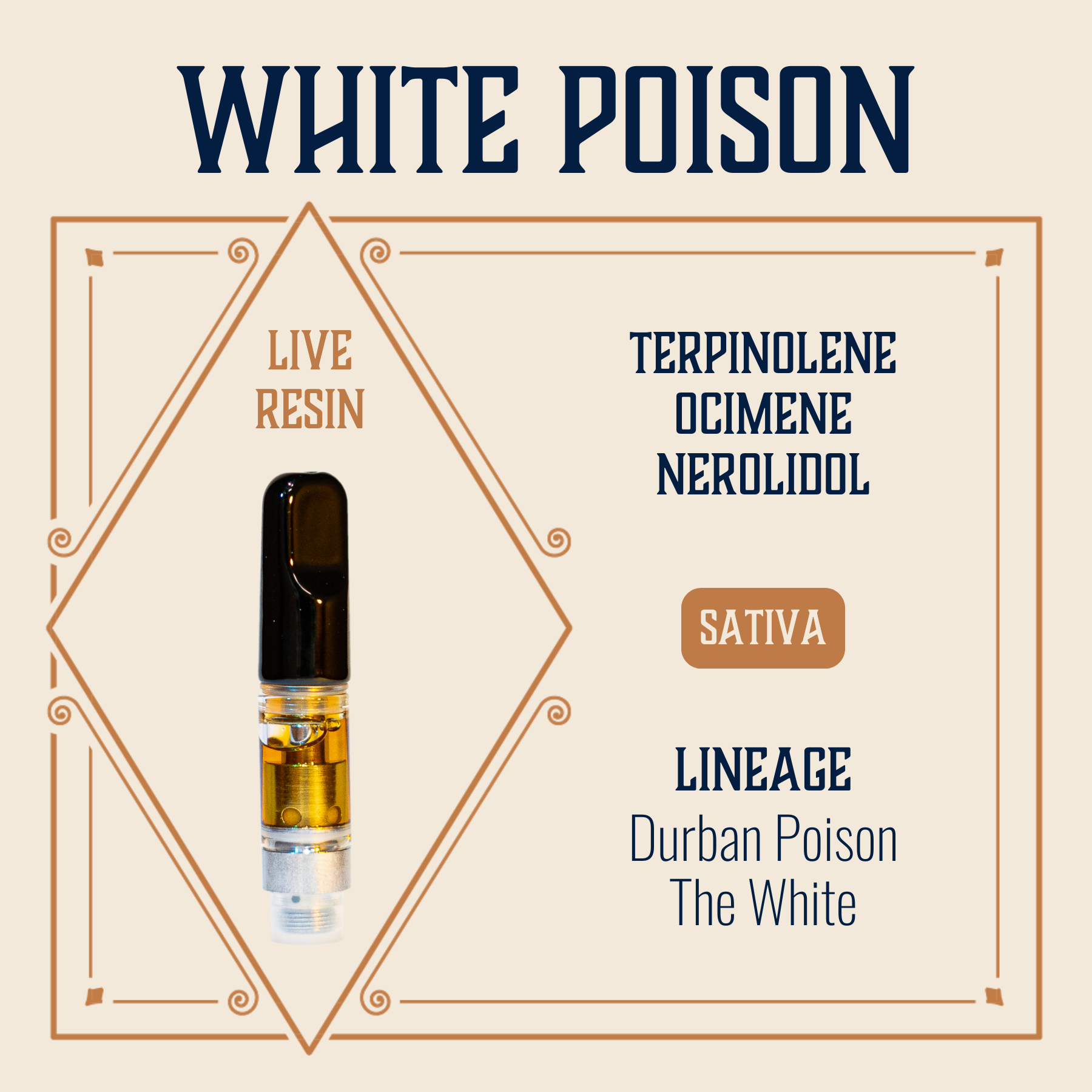 Photograph of product: White Poison Live Resin Cartridge | 0.5g