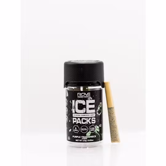 Photograph of product: Purple Trainwreck | Ice Pack Infused PreRoll 5pk