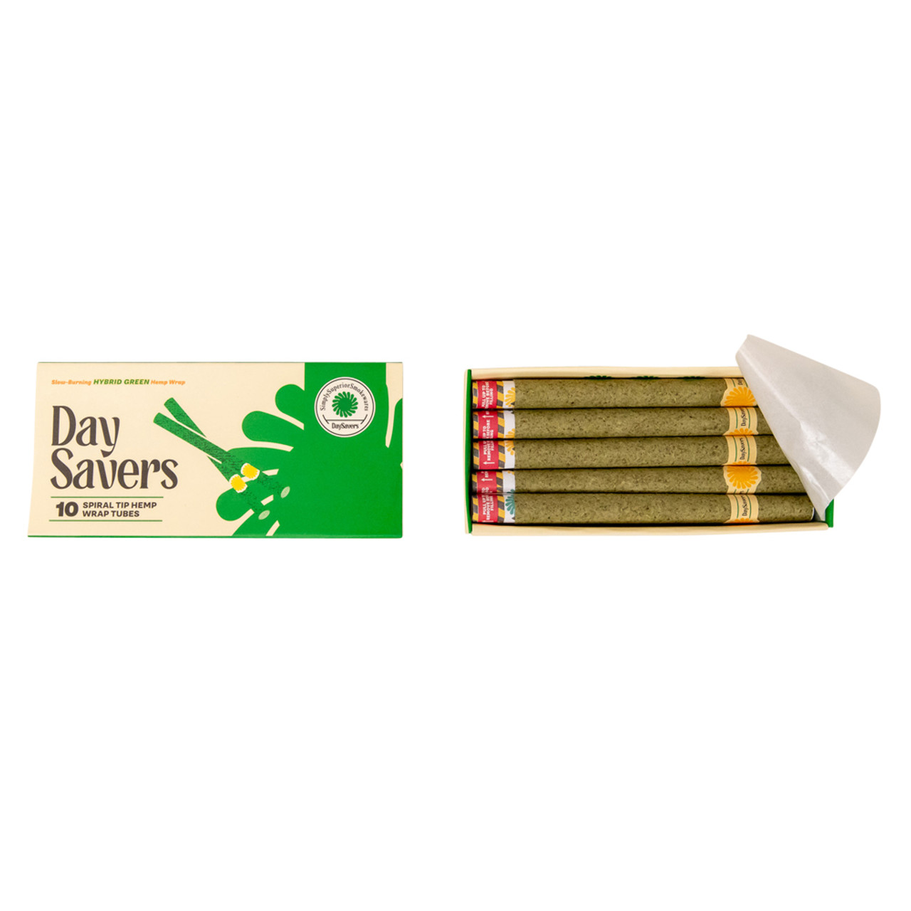 Photograph of product: DaySavers | 1 1/4" Green Hemp Blunt Tubes | 10pk