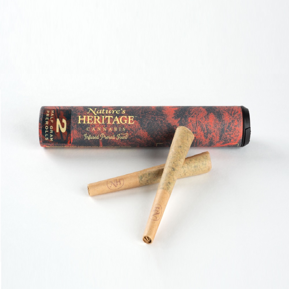 Photograph of product: Nature's Heritage-Infused Preroll w/Bubble au chocolat-Orange Chemeleon .5g 2pk