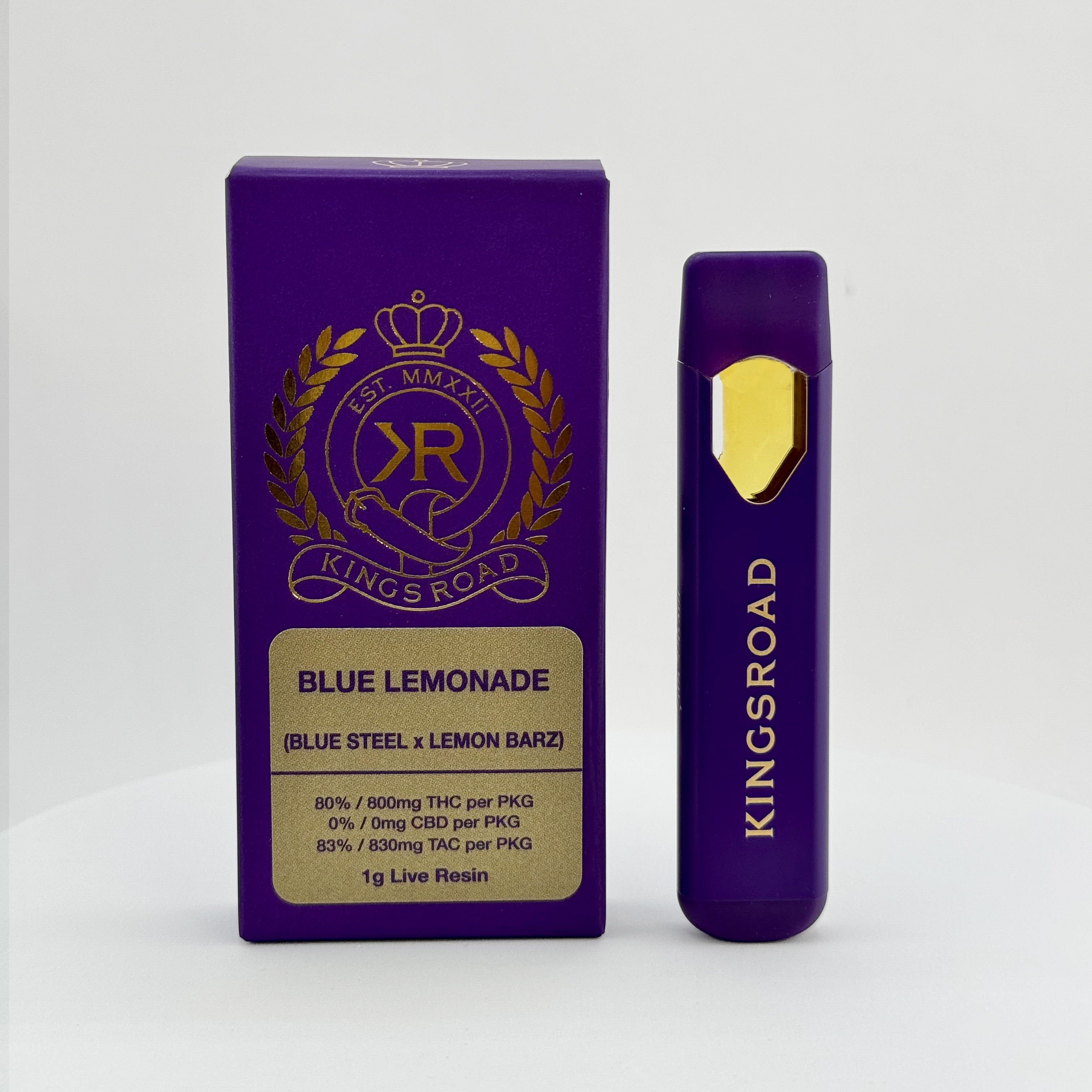 Photograph of product: KINGS ROAD | BLUE LEMONADE | LIVE RESIN AIO VAPE | 1G
