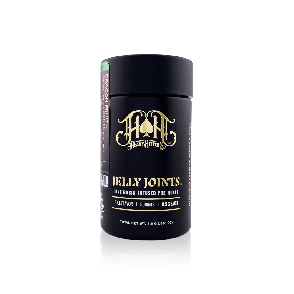Photograph of product: HEAVY HITTERS - Infused Preroll - Dragon Fruit x Tropicana Cookies - Rosin Jelly - 5PK - 2.5G