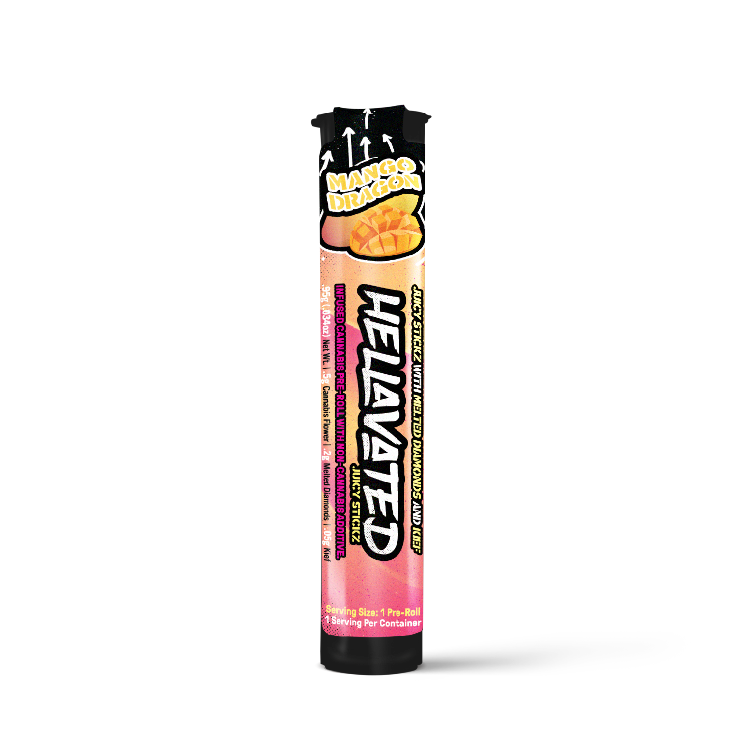 Photograph of product: Mango Dragon Juicy Stickz Infused Pre-Roll | 0.75g | Hellavated