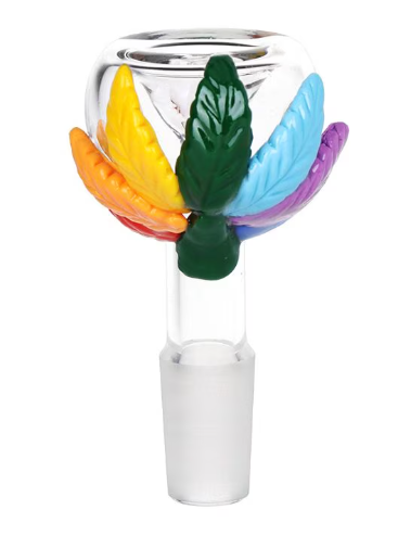 Photograph of product: Pride Hemp Leaf Glass Herb Slide - 14mm male