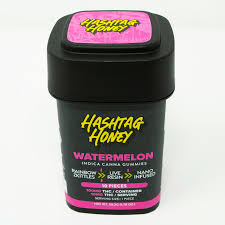 Photograph of product: au chocolattag Honey Live Resin/Nano Infused Watermelon Gummies 10MG/Serving:100MG/Container(Oui'd)