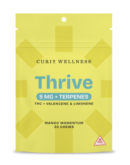 Photograph of product: Mango Momentum 'Thrive' [5mg TH-oui] Terpene Infused Chews || Curio Wellness