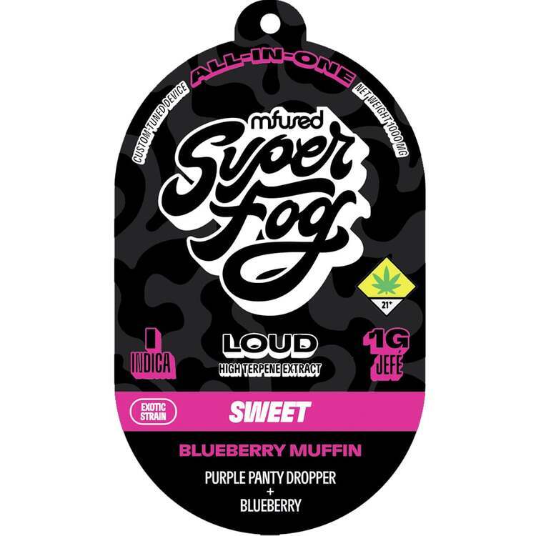 Photograph of product: Super Fog: Blueberry Muffin (Sweet) - Loud High Terpene Extract Disposable Cartridge
