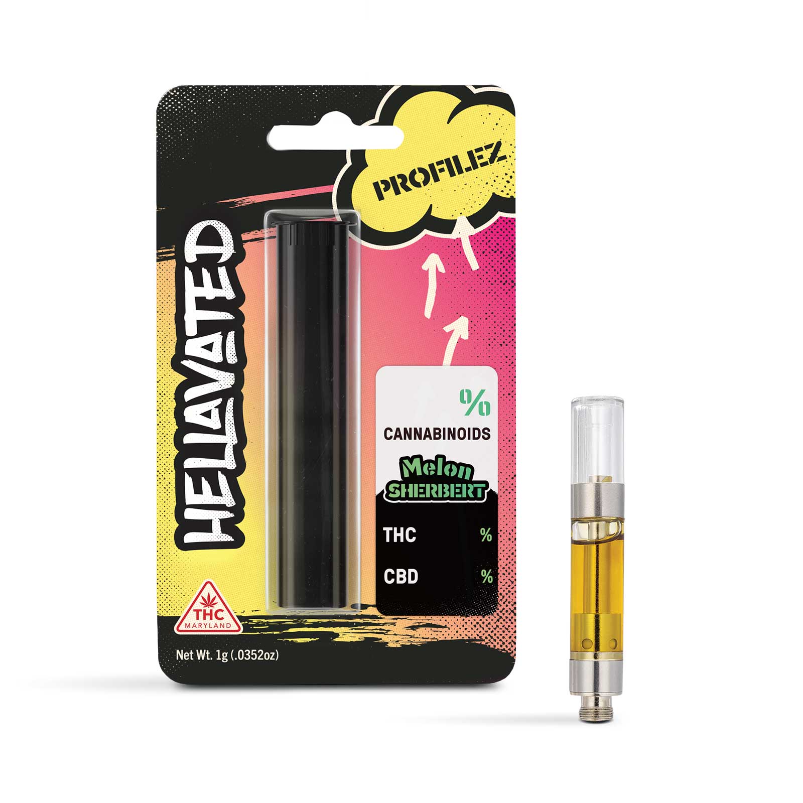 Photograph of product: Melon Sherbert Vape Cartridge (1g) (Hellavated)