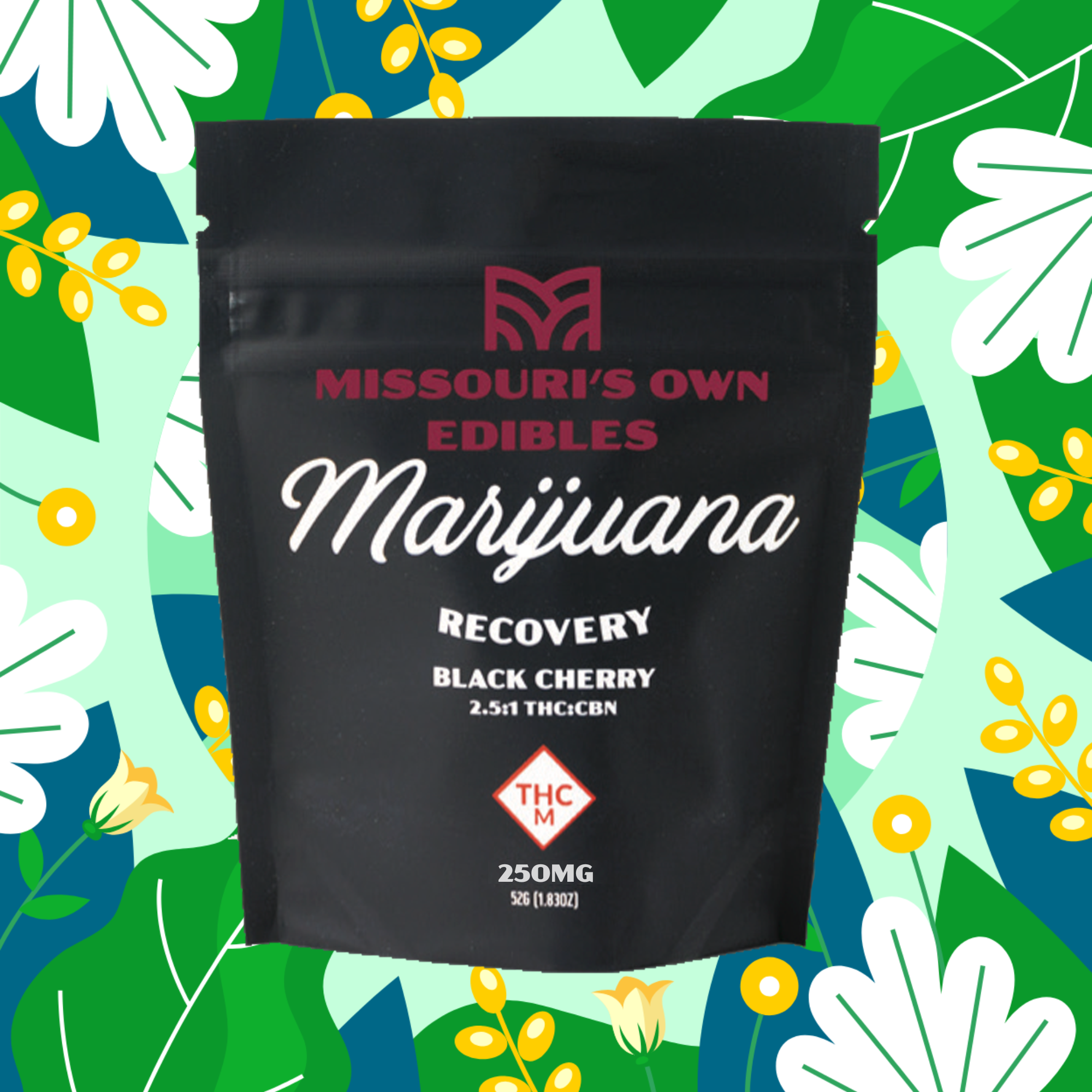 Photograph of product: Missouri's Own - Black Cherry - High Dose - Recovery 2.5:1 TH-oui: CBN  - Gummies - 250mg (10pk)