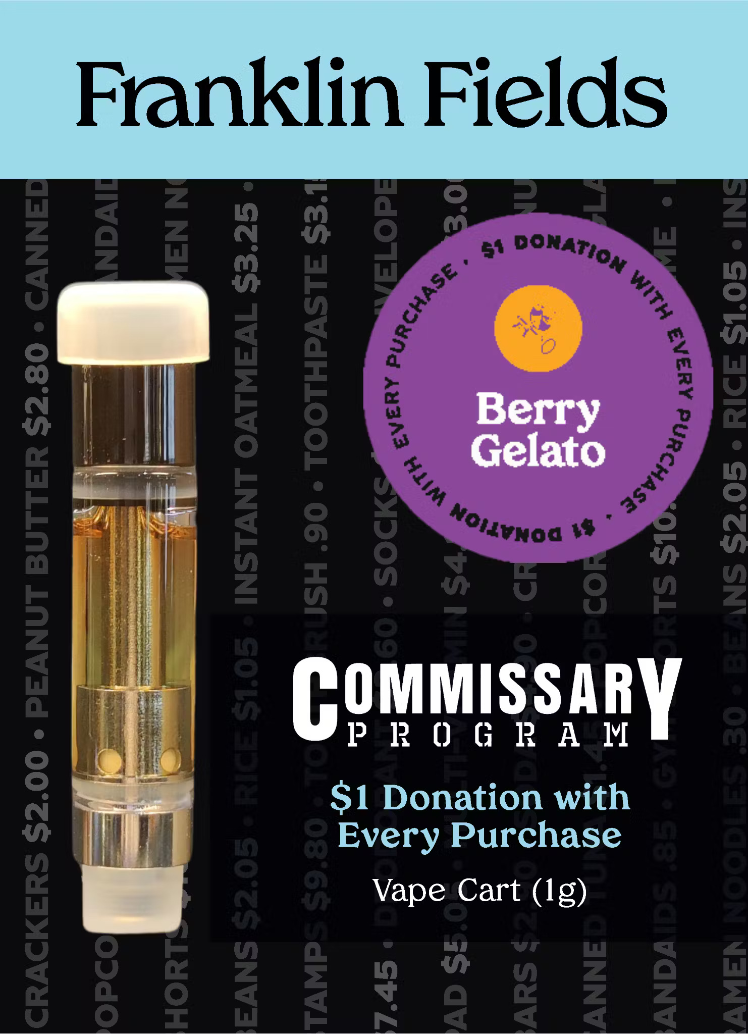 Photograph of product: Franklin Fields - Berry Gelato - Vape Cart