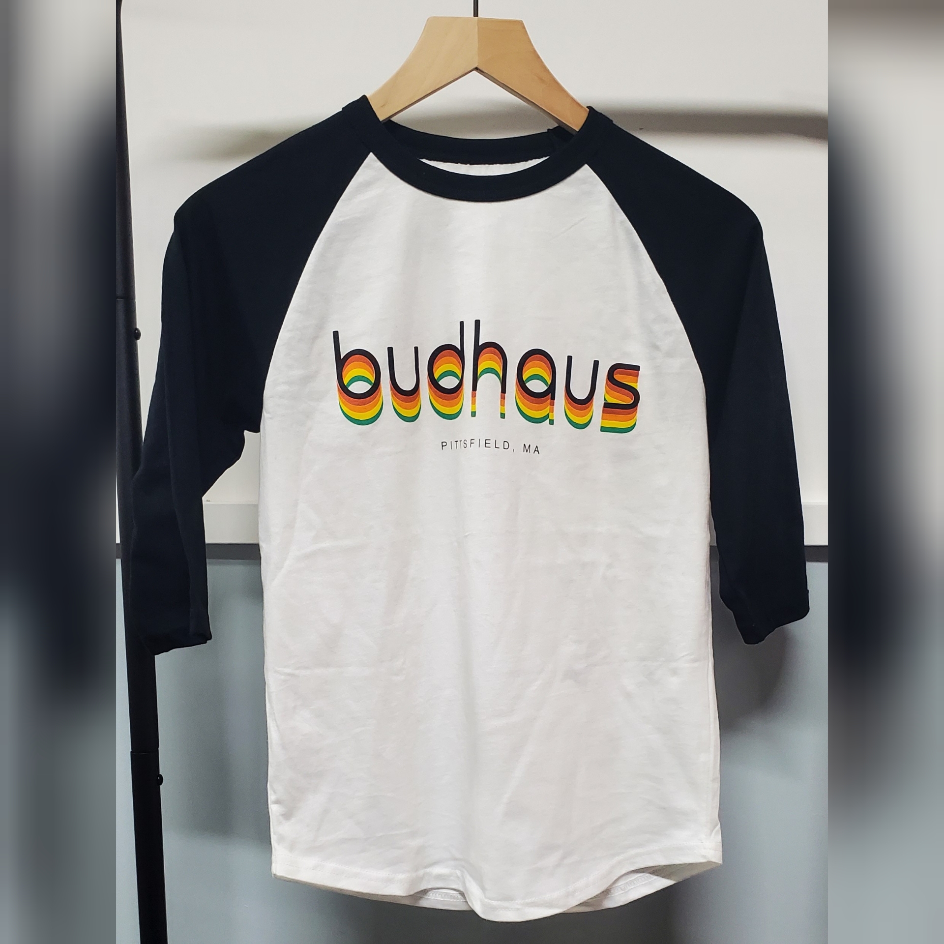 Photograph of product: Budhaus Logo Baseball Tee - 3/4 Sleeve - X-Large