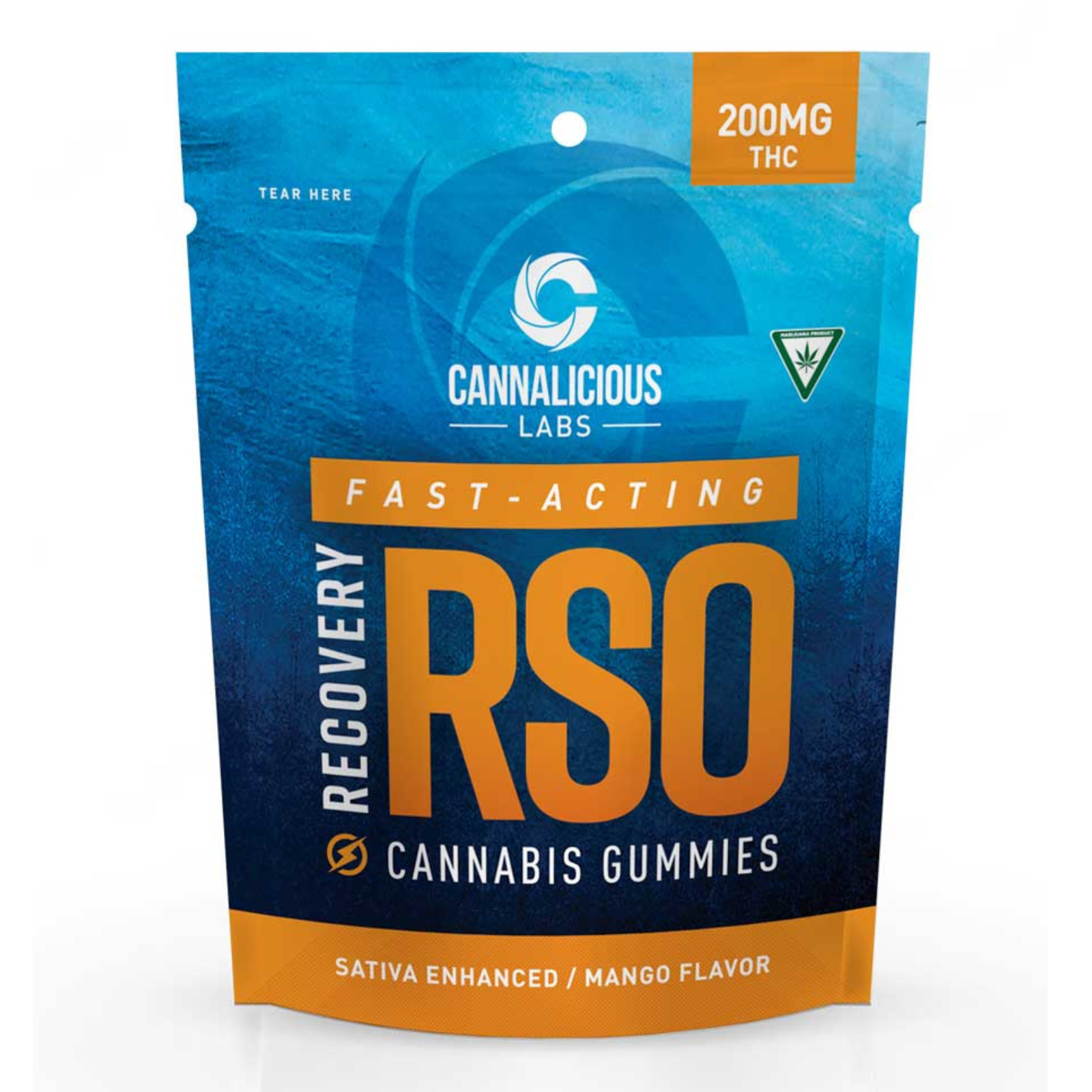 Photograph of product: Cannalicious Labs | Mango RECOVERY | Fast-Acting RSO Gummies | 200mg