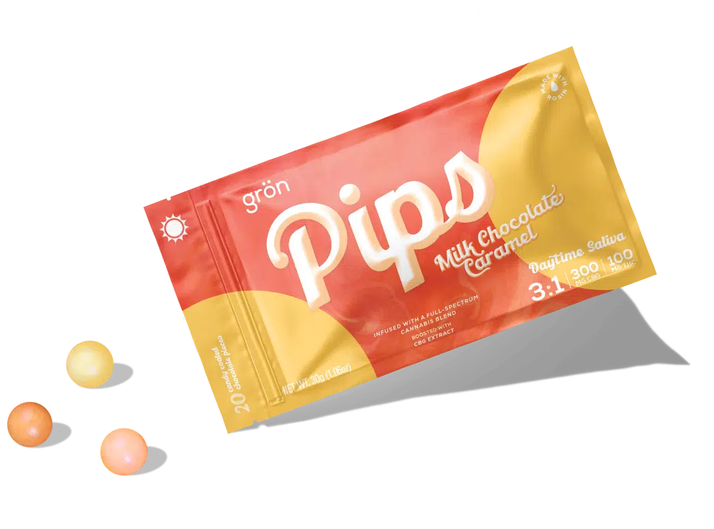 Photograph of product: Milk Chocolate Caramel 3:1 CBG:TH-oui Pips