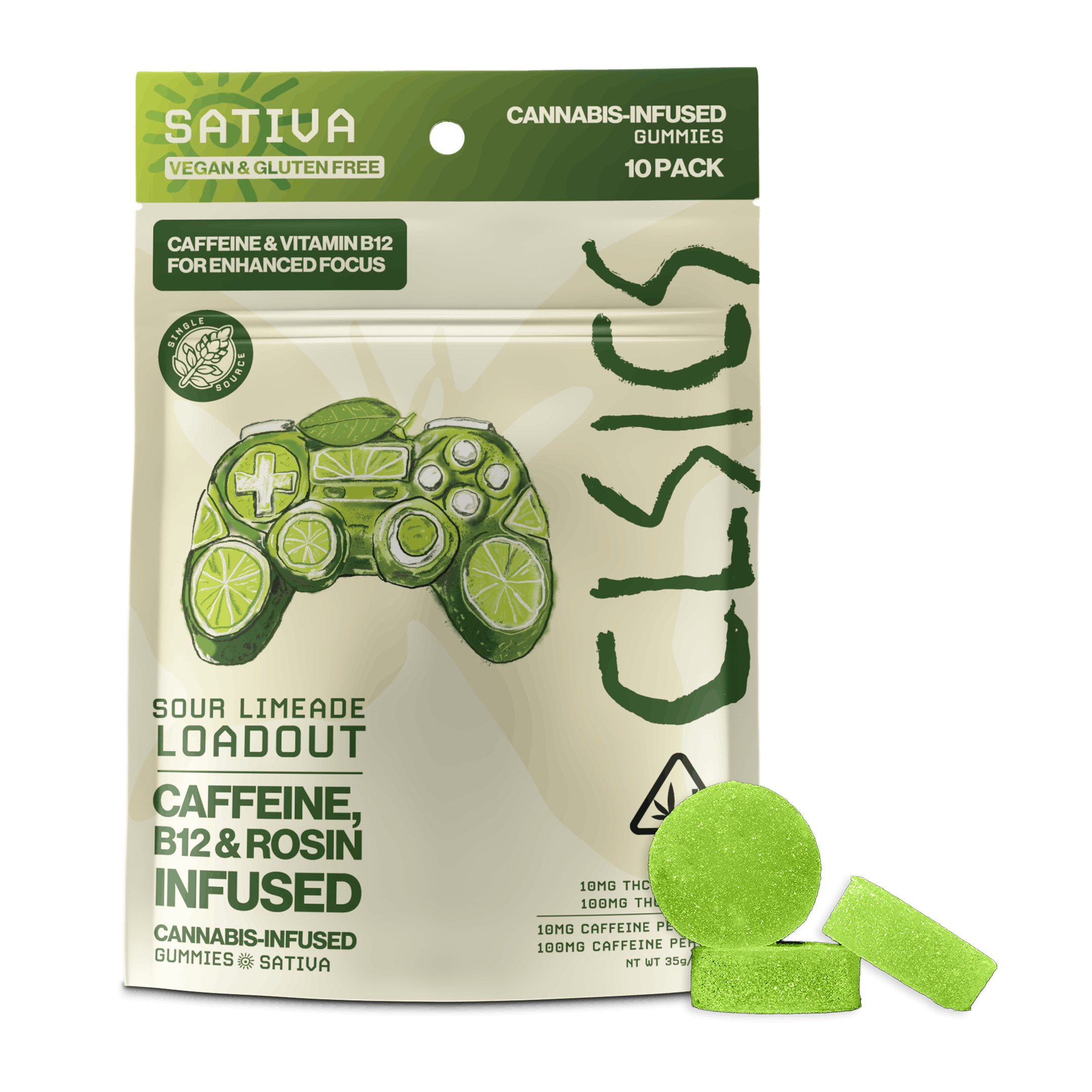 Photograph of product: Clsics | Sour Limeade Loadout Live Rosin Gummies 10 Pack | 100mg