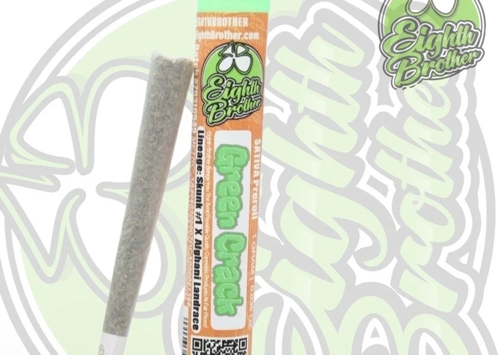 Photograph of product: EighthBrother - 1g Green Crack Preroll