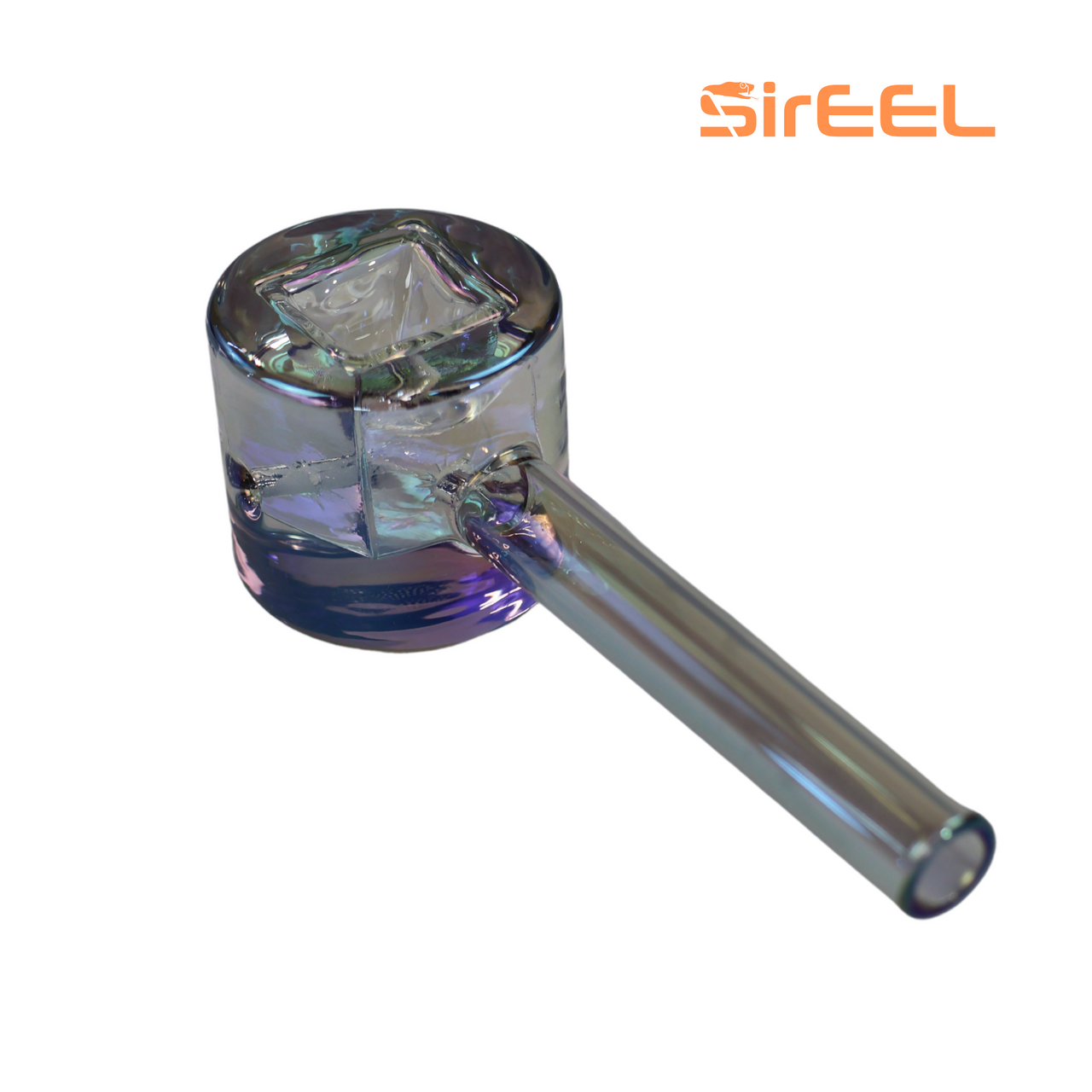 Photograph of product: 4.5 Shapes Test Series Iridized Hand Pipe | Circle The Flow White