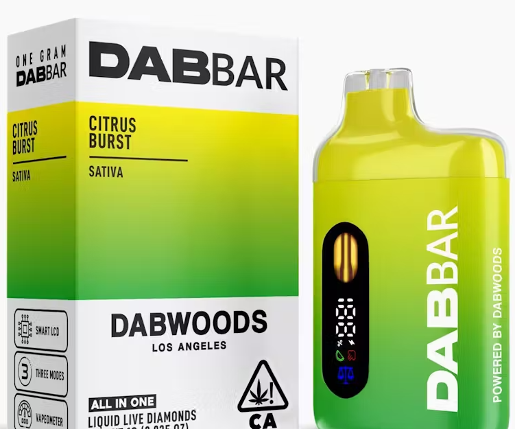 Photograph of product: Dabwoods Dab Bar Citrus Burst Oui'd Liquid Diamond AIO 1g
